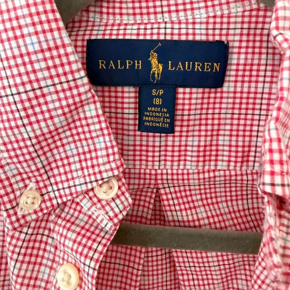Ralph Lauren kids Red Plaid Button Down Shirt size small - Picture 3 of 6